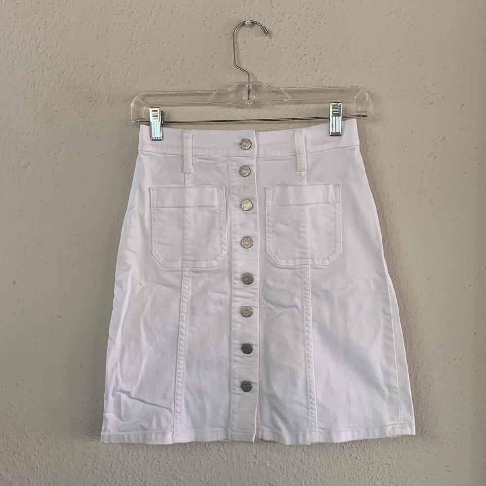 Madewell white high waist button up skirt